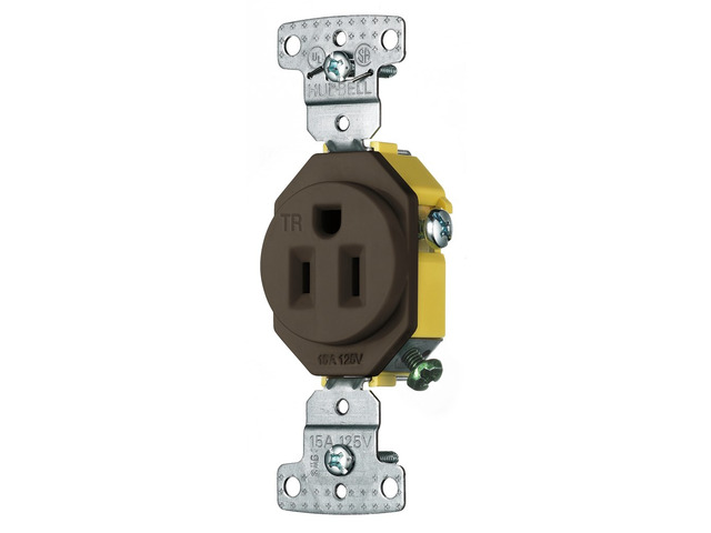 Hubbell Brown Tamper Resistant Self Grounding 5-15R Receptacle 15A 125V RR151TR