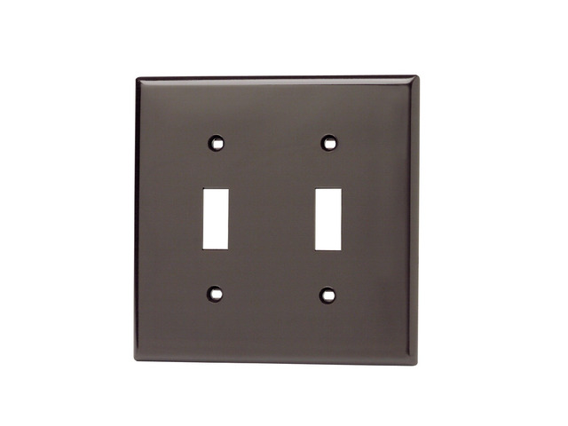 Leviton 2-Gang Toggle Light Switch Wall Plate, Unbreakable Thermoplastic Cover, Standard Size, 80709, Brown
