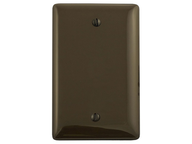 Hubbell NPJ13 1-Gang Blank Box Mount Wall Plate, Unbreakable Nylon, Mid-Size, Brown