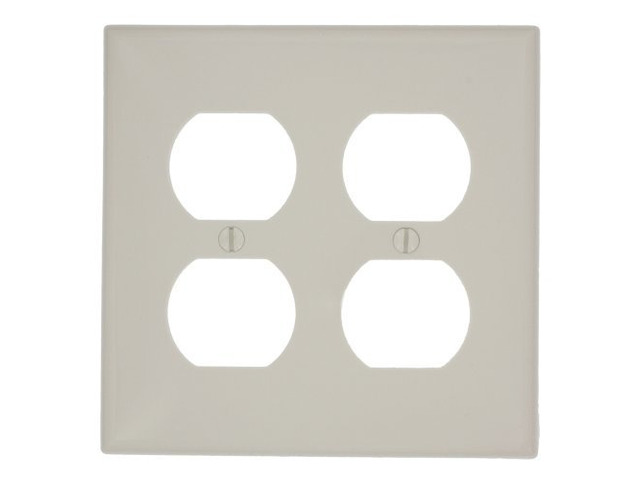 Leviton 80716-T Light Almond Nylon Two Gang Duplex Receptacle Wall Plate
