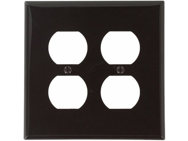 Leviton 80716 Brown Nylon Two Gang Duplex Receptacle Wall Plate