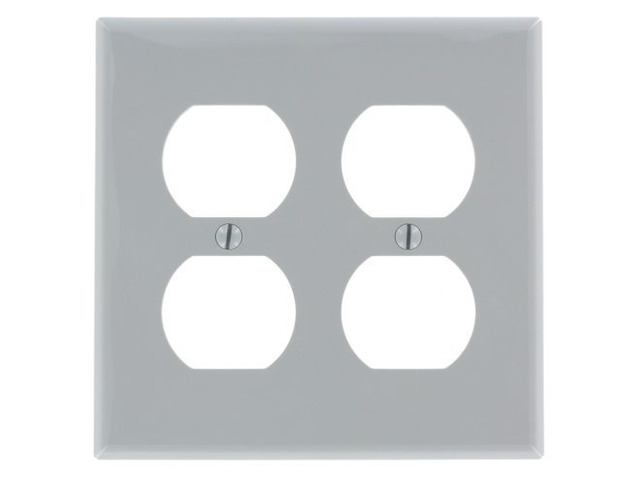 Leviton 80716-GY Gray Nylon Two Gang Duplex Receptacle Wall Plate