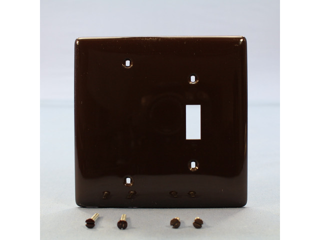Hubbell NPJ113 Brown Mid-size Unbreakable 2-Gang Blank Switch Cover Wallplate