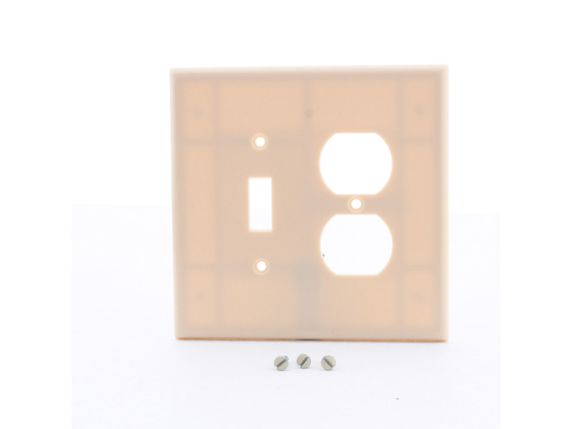Leviton 86105 Ivory Oversize Two Gang Combination Toggle Switch Duplex Receptacle Wall Plate