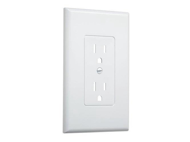 Taymac Decorator Wall Plate For Grounded Duplex Receptacle, White 2500W
