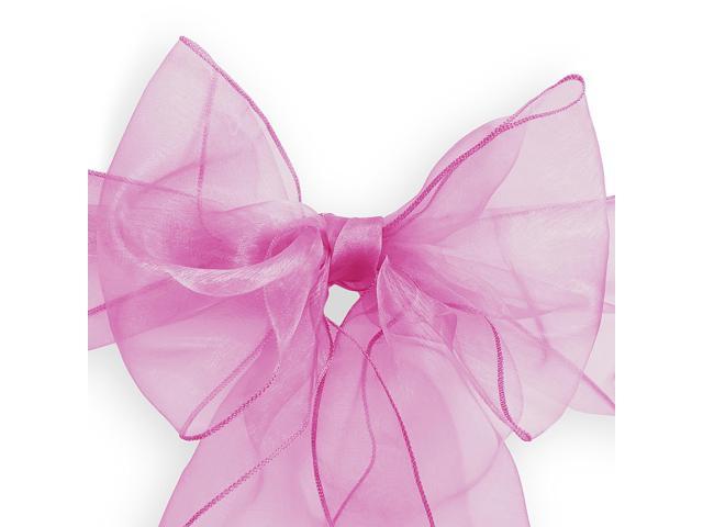 Lann's Linens - 10 Elegant Organza Wedding/Party Chair Cover Sashes/Bows - Ribbon Tie Back Sash - Fuchsia