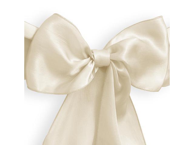 Lann's Linens - 100 Elegant Satin Wedding/Party Chair Cover Sashes/Bows - Ribbon Tie Back Sash - Ivory