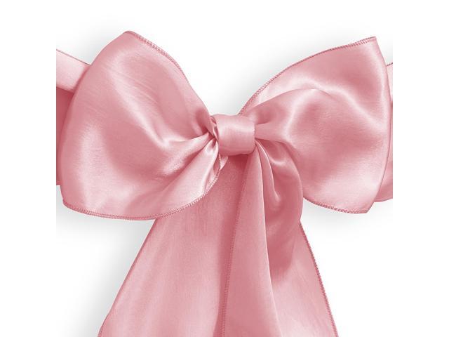 Lann's Linens - 10 Elegant Satin Wedding/Party Chair Cover Sashes/Bows - Ribbon Tie Back Sash - Pink