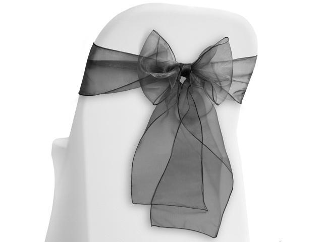 Lann's Linens - 100 Elegant Organza Wedding/Party Chair Cover Sashes/Bows - Ribbon Tie Back Sash - Black
