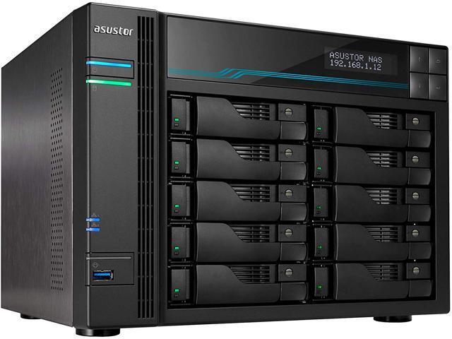 Asustor 10 Bay NAS Lockerstor 10 AS6510T Quad-Core CPU, Dual 10GbE+ 2.5GbE Ports, 8GB RAM DDR4, Two M.2 Slots (Diskless)