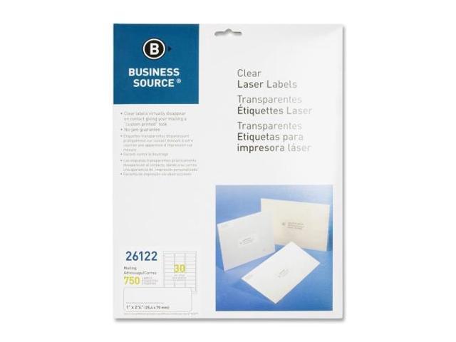 Business Source 26122 Clear Mailing Label 1' Width x 2.75' Length - 750 / Pack - Laser - Clear