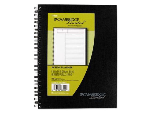 Cambridge Action Planner Side Bound Business Notebook 7 1/2 x 9 1/2 Black 80 Sheets 06122