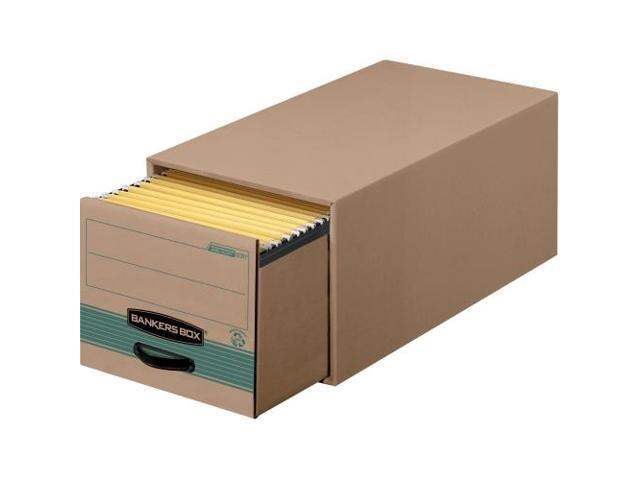 Fellowes 1231201 Super Stor/Drawer Steel Plus Storage Box, Legal, Kraft/Green, 6/Carton