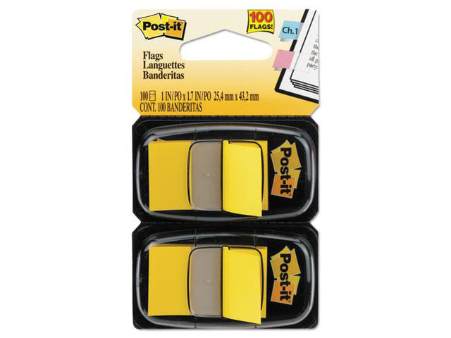 3M 680YW2 Standard Tape Flags in Dispenser Yellow 100 Flags per Dispenser