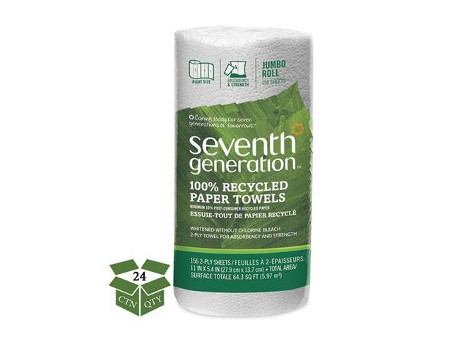Seventh Generation 100% Recycled Paper Towel Rolls 2-Ply 11 x 5.4 Sheets 156