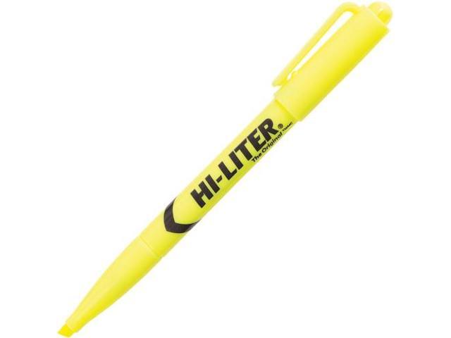 Avery HI-LITER Pen-Style Highlighter Chisel Tip Fluorescent Yellow Ink Dozen 23591