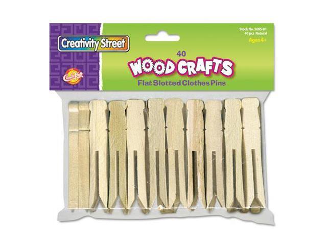 Chenille Kraft 368501 Flat Wood Slotted Clothespins 3-3/4 Length 40 Toothpicks per Pack