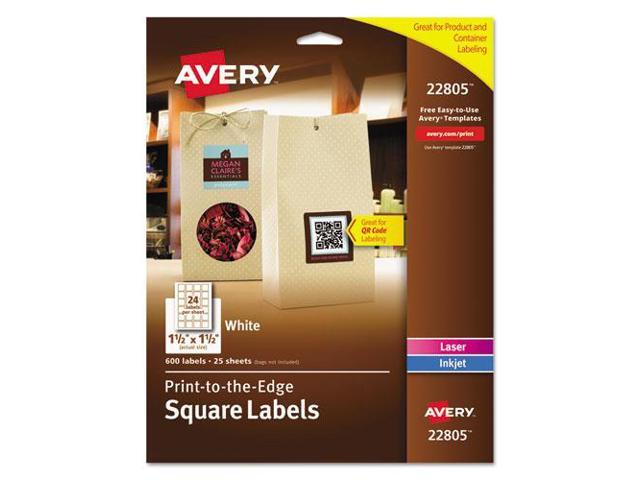 Square Labels with Sure Feed and TrueBlock, 1 1/2 x 1 1/2, White, 600/Pack 22805
