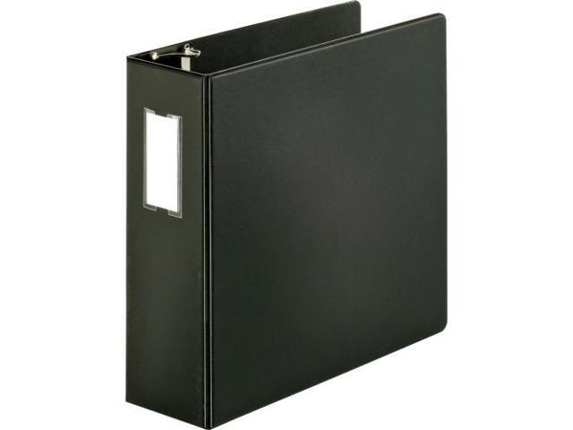 Business Source D-Ring Binder w/Label Holder Hvy-Dty 4' Black 33117