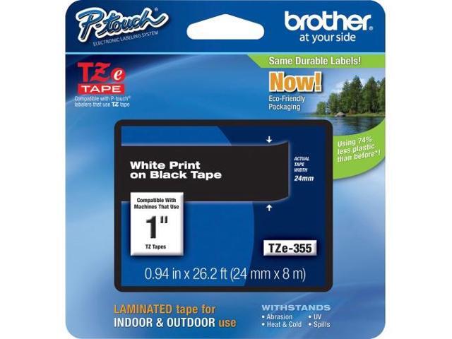 Brother P-touch TZe 1' Laminated Tape Cartridge - 1' Width x 26 1/5 ft Length - Rectangle - Thermal Transfer - White, Bl