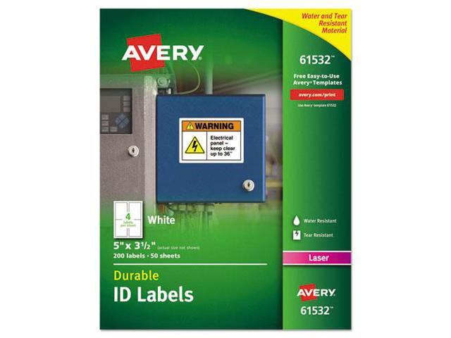 Avery Durable ID Labels, TrueBlock Technology, Permanent Adhesive, 5" x 3-1/2", 200 Labels (61532)