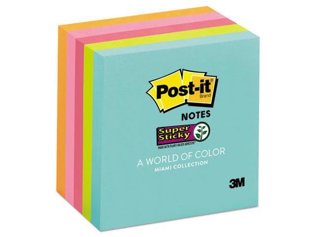 Post-it Super Sticky Pads in Miami Colors 3 x 3 Miami 90/Pad 5 Pads/Pack 6545SSMIA
