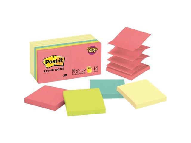 3M R33014YWM Pop-Up Note Pad Refills, 3 x 3, 7 Canary Yellow & 7 Asst. Brights 100-Sheet Pads
