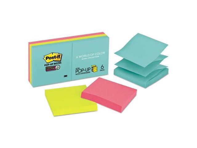 Post-it Pop-up 3 x 3 Note Refill Miami 90/Pad 6 Pads/Pack R3306SSMIA