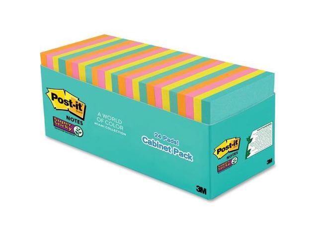 Post-it Super Sticky Pads in Miami Colors 3 x 3 Miami 70/Pad 24 Pads/Pack