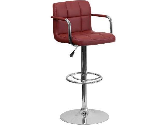 Photos - Chair Flash Furniture Contemporary Burgundy Quilted Vinyl Adjustable Height Barstool with Arms a 