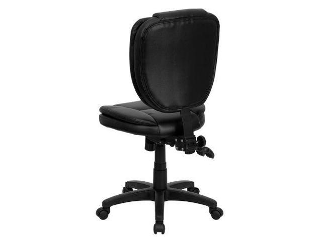 Photos - Computer Chair Flash Furniture Mid-Back Black LeatherSoft Multifunction Swivel Ergonomic Task Office Chai 