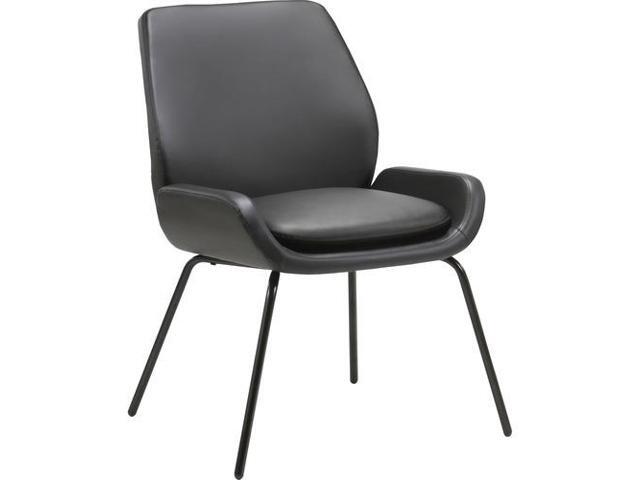 Lorell Bonded Leather U-Shaped Seat Guest Chair - Bonded Leather Seat - Bonded Leather Back - Black - 22' Width x 20.8'