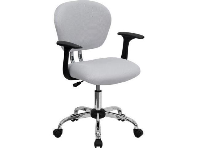Photos - Computer Chair Flash Furniture Mid-Back White Mesh Padded Swivel Task Chair with Chrome Base and Arms 847 