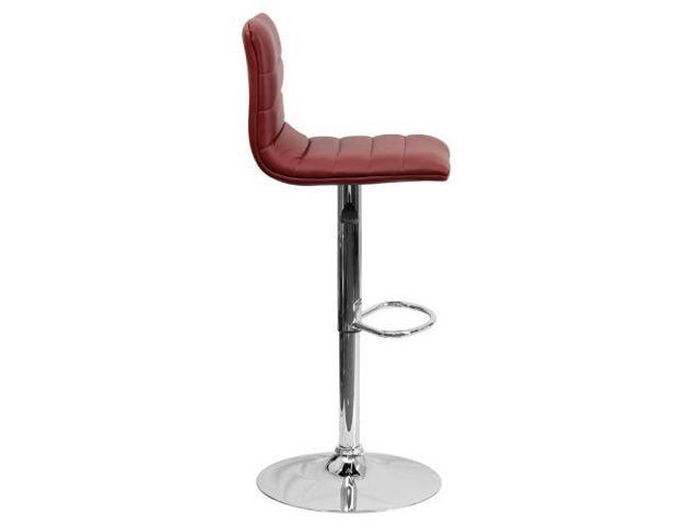 Photos - Chair Flash Furniture Modern Burgundy Vinyl Adjustable Bar Stool with Back, Counter Height Swive 