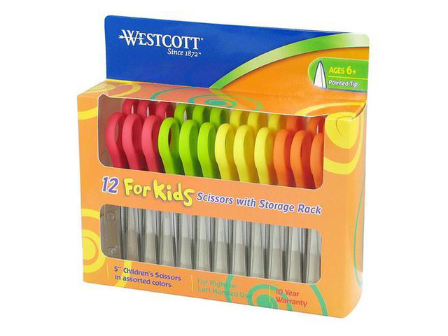 Acme United 13141 Kids Scissors Pointed 5in 1-3/4in Cut L/R 12/pk