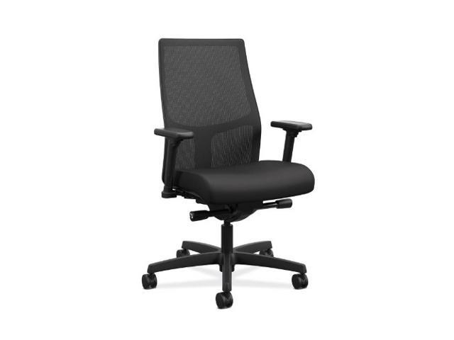 HON Ignition HIWMMKD Task Chair 2.0 - 4-Way Stretch Mid-Back Mesh Task Chair - Supports 300 lb - 17' to 21' Seat Height - Black Seat/Back Black...