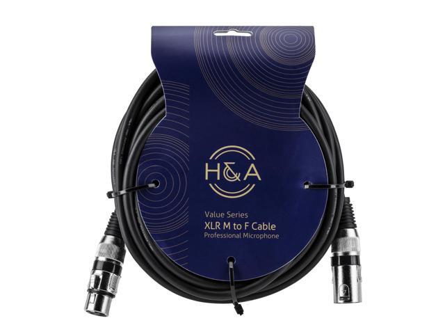 H & A Value Series XLR M to F Professional Microphone Cable - 25'