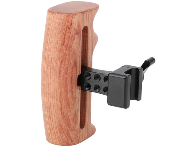 CAMVATE Wooden Handle Grip with NATO Clamp Connection for DSLR Camera Cage Rig (Either Side)