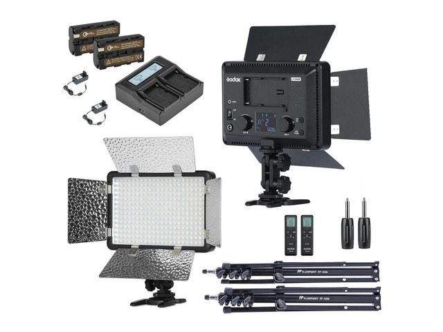 Godox LF308BI 2-Light Variable Color LED Video Light with Flash Sync Kit