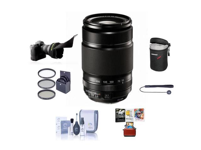 Fujifilm XF 55-200mm f/3.5-4.8 R LM OIS Lens, Bundle with 62mm Filter Kit, Mac Software Kit and Lens Shade