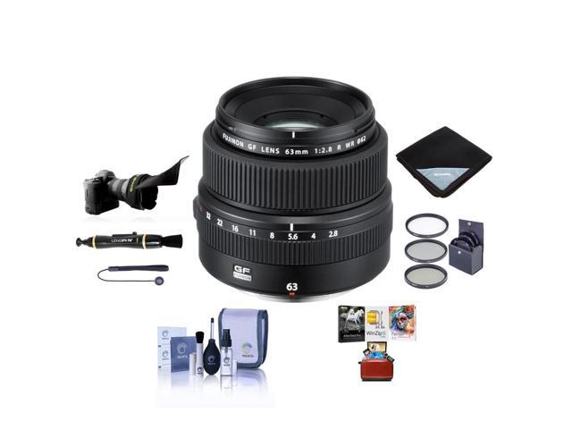 Fujifilm GF 63mm f/2.8 R WR Lens, Bundle with ProOptic 62mm Filter Kit, Cleaning Kit, Lens Cap Tether, Flex Lens Shade, Lens Wrap, LensPen Cleaner,...