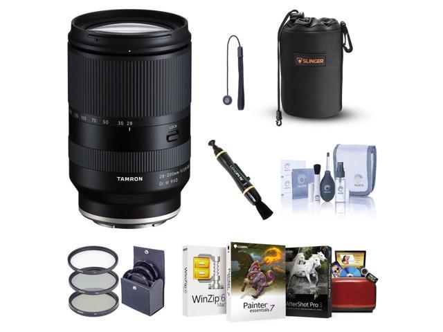 Tamron 28-200mm f/2.8-5.6 Di III RXD Lens for Sony E, Bundle with ProOptic 67mm Filter Kit, Mac Software Kit, Cleaning Kit, Lens Cap Tether, Lens.