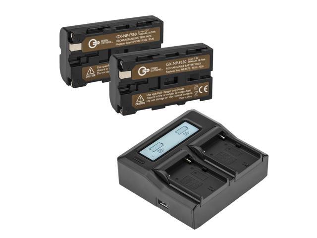 Green Extreme 2x NP-F550 7.2V 18.72Wh Li-Ion Batteries, Bundle with Green Extreme Dual Charger Kit