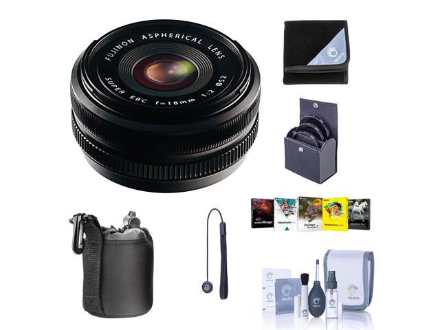 Fujifilm XF 18mm f/2.0 Lens, Bundle with 52mm Filter Kit, Cleaning Kit, Lens Wrap, Lens Case, Lens Cap Tether and Software Kit