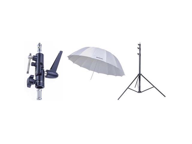 Westcott 4632 7' White Diffusion Parabolic Umbrella, BUNDLE with Swivel Bracket, and 9.5' Air Stand