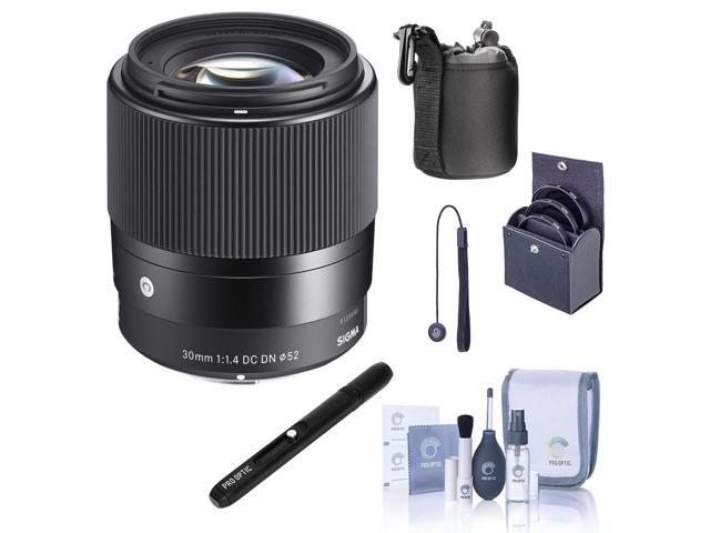 Sigma 30mm f/1.4 DC DN Contemporary Lens for Sony E, Bundle with 52mm Filter Kit, Lens Cap Tether, Lens Cleaner, Cleaning Kit, Pouch