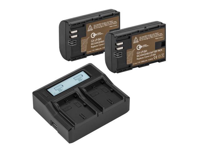 Green Extreme 2 Pack LP-E6N Battery and Dual Smart Charger Kit (7.4V 2000mAh)