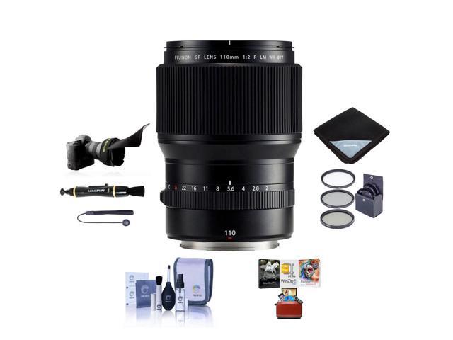 Fujifilm GF 110mm f/2 R LM WR Lens, Bundle with ProOptic 77mm Filter Kit, Flex Lens Shade, Lens Wrap, LensPen Cleaner, Lens Cap Tether, Cleaning...