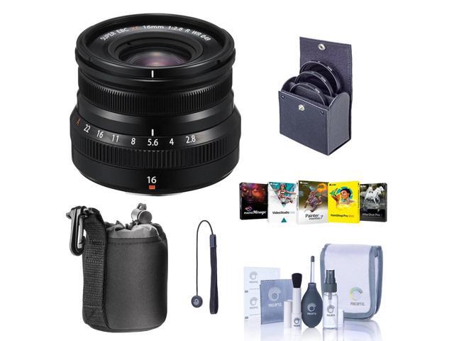 Fujifilm XF 16mm f/2.8 R WR Lens, Black, Bundle with ProOptic 49mm Filter Kit, Lens Case, Cleaning Kit, Lens Cap Tether, PC Software Kit