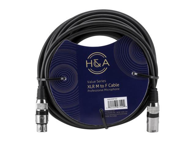 H & A Value Series XLR M to F Professional Microphone Cable - 50'